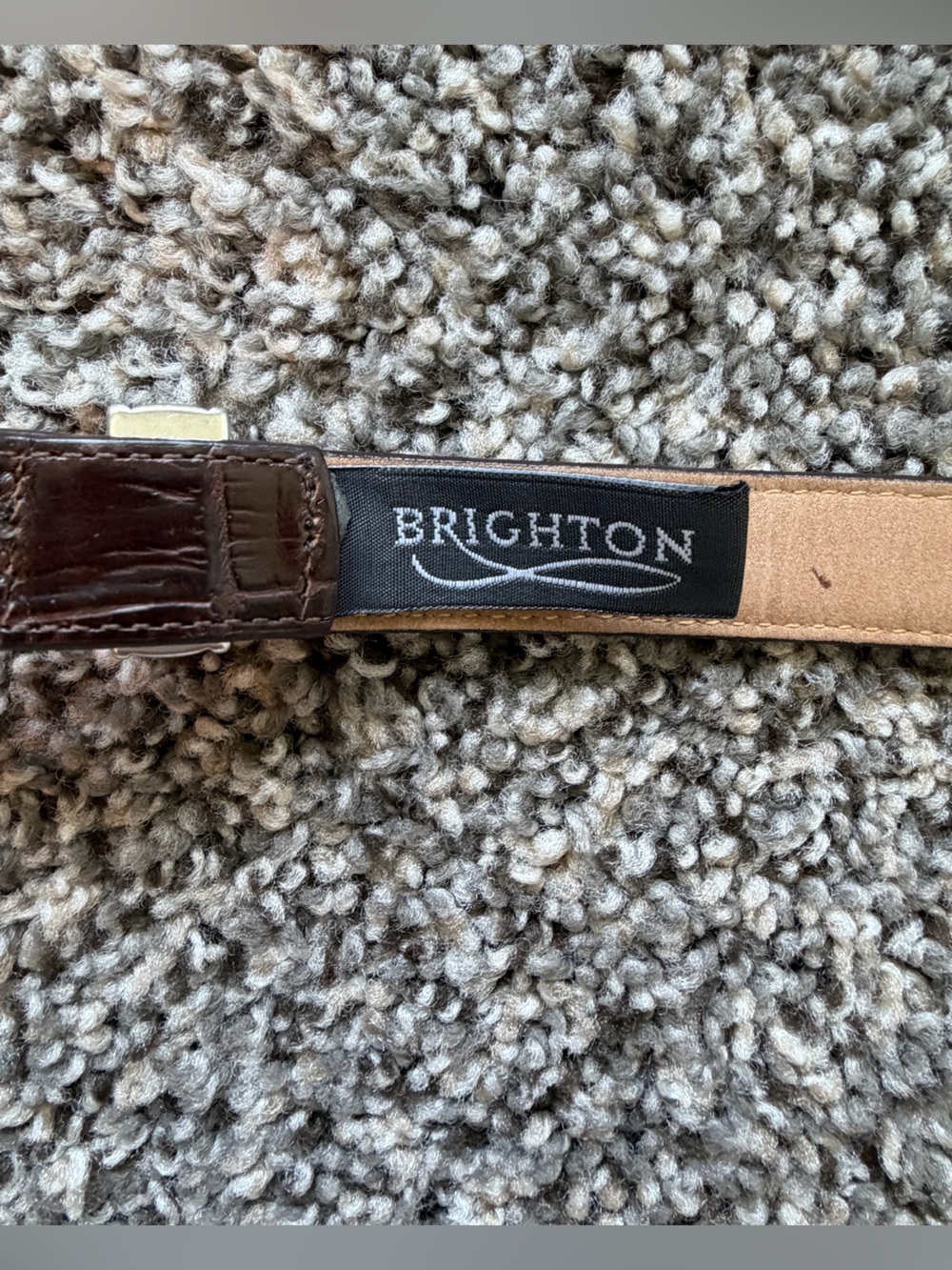 Brighton Belt #40388 Brown Leather Silver Gold Buckle Croc Embossed - Picture 5 of 6